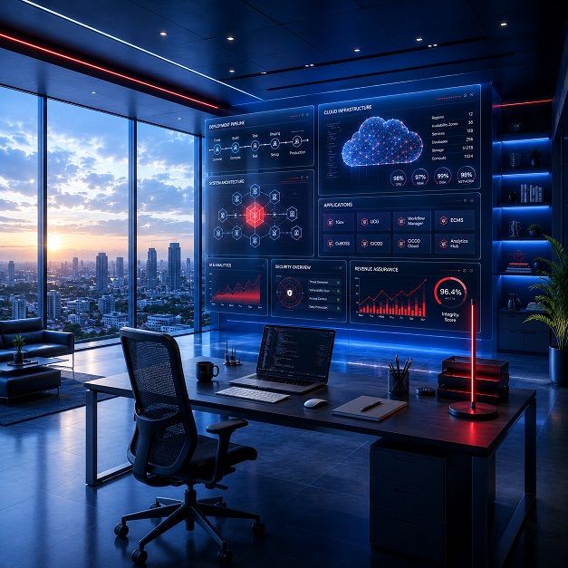 Crown Interactive workspace with live infrastructure dashboards